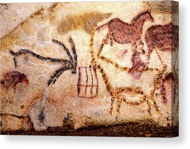 Lascaux Canvas Print featuring the digital art Lascaux - Two Ibex by Weston Westmoreland