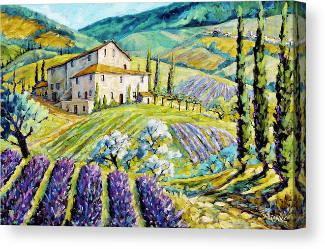 Canadian Artist Painter Canvas Print featuring the painting Lavender Hills Tuscany by Prankearts Fine Arts by Richard T Pranke