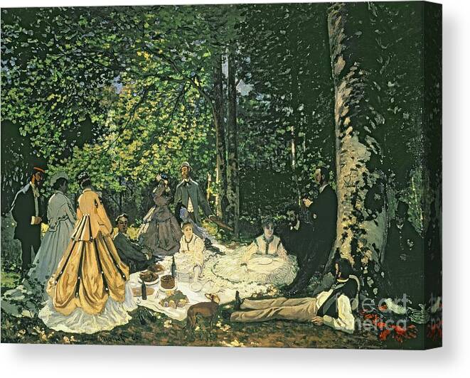 Claude Monet Canvas Print featuring the painting Le Dejeuner sur lHerbe by Claude Monet