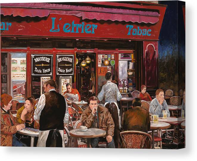 Brasserie Canvas Print featuring the painting Le mani in bocca by Guido Borelli