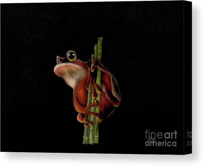 Frog Canvas Print featuring the digital art Let The Serenades Begin by Lois Bryan
