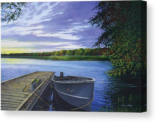 Outboard Canvas Print featuring the painting Let's Go Fishing by Anthony J Padgett