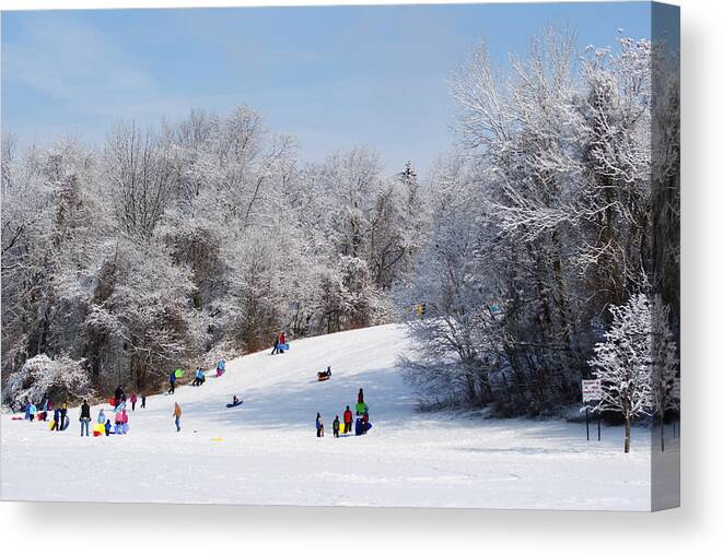 Sled Canvas Print featuring the photograph Lets Go Sledding by Margie Avellino