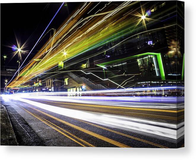 Long Exposure Canvas Print featuring the photograph Light Trails 1 by Nicklas Gustafsson