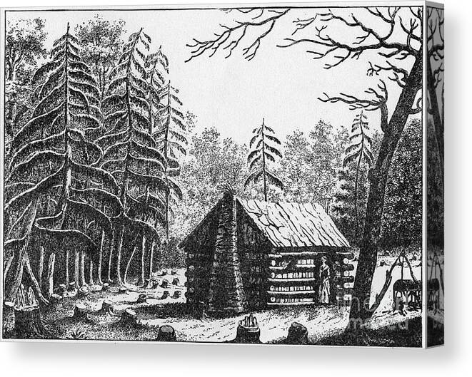1826 Canvas Print featuring the photograph Log Cabin, 1826 by Granger