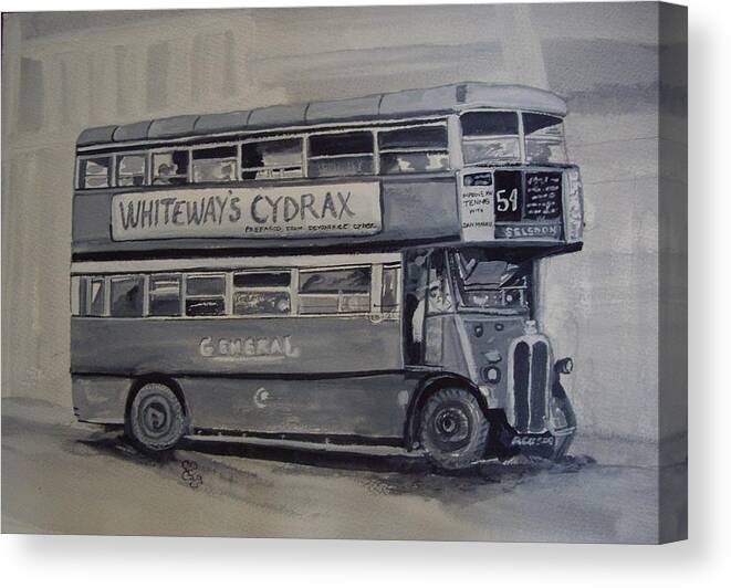 Red Canvas Print featuring the painting London Bus by Carole Robins