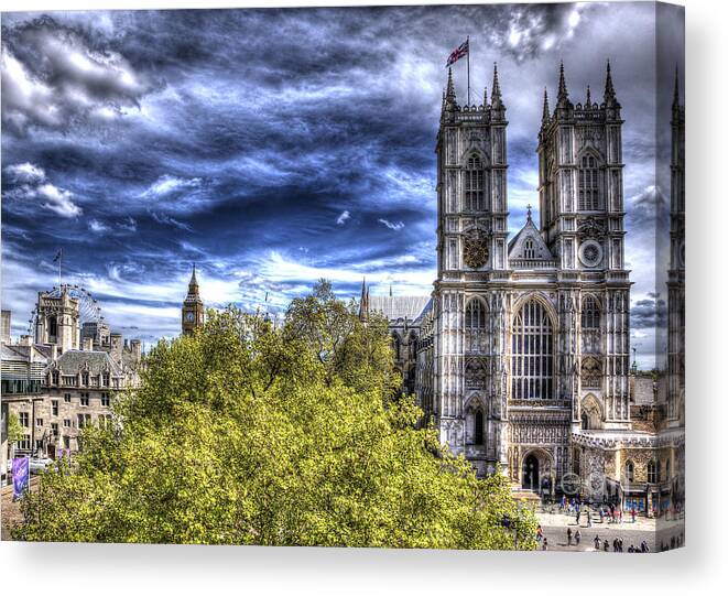 Westminster Abbey Canvas Print featuring the photograph London Westminster Abbey Surreal by Andy Myatt