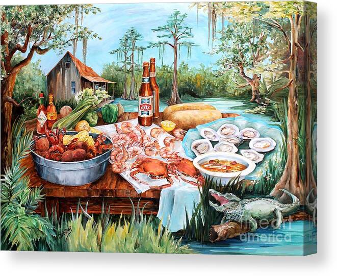 Louisiana Canvas Print featuring the painting Louisiana Feast by Diane Millsap