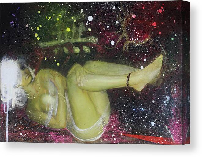 Girl Canvas Print featuring the painting Love is the answer but I'll never see you by Michael Andrew Law Cheuk Yui