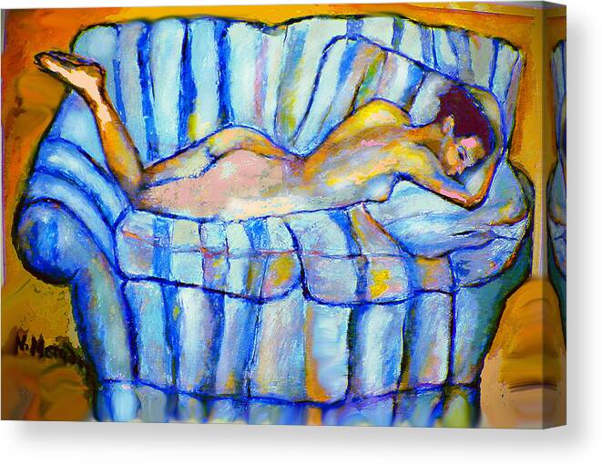 Nude Canvas Print featuring the painting Love Seat by Noredin Morgan