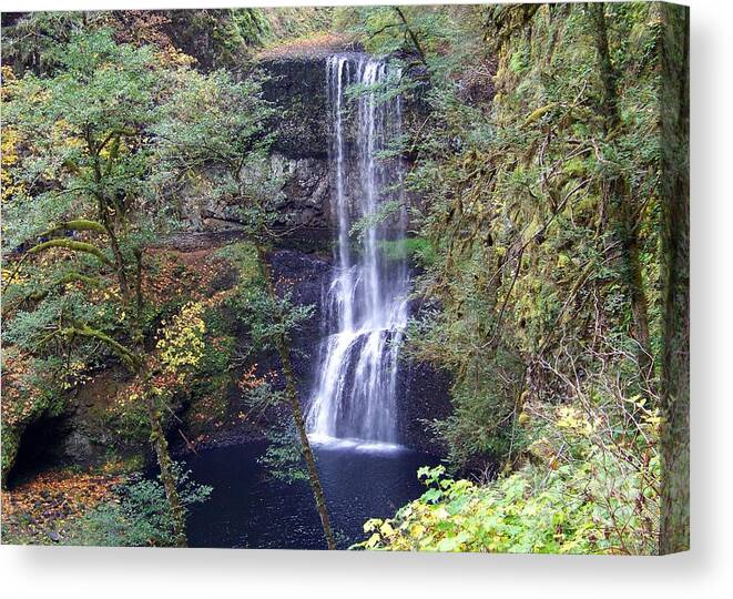 Silver Falls Canvas Print featuring the photograph Lower South Falls by Charles Robinson