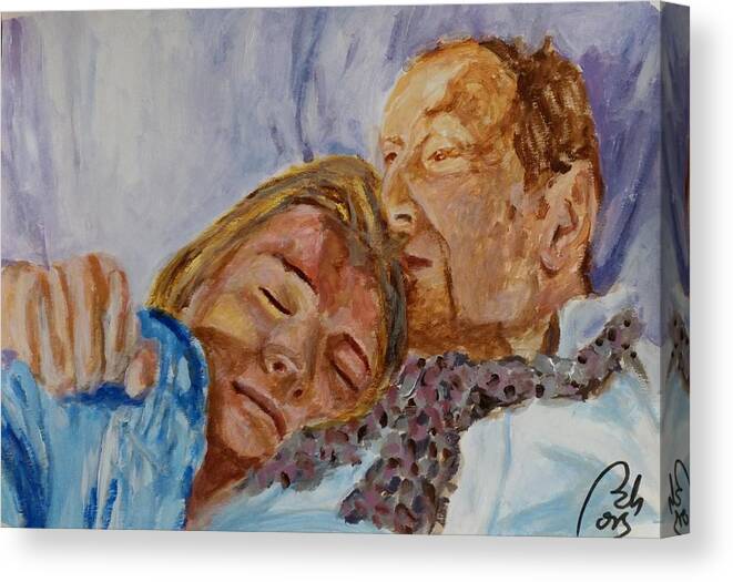 : Lucian Freud Canvas Print featuring the painting Lucian and Kate III by Bachmors Artist