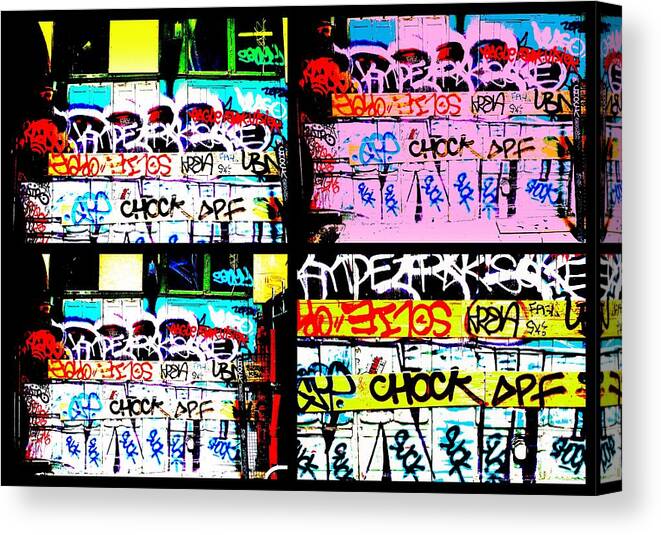 City Canvas Print featuring the digital art Lyon Graffiti Walls by Funkpix Photo Hunter
