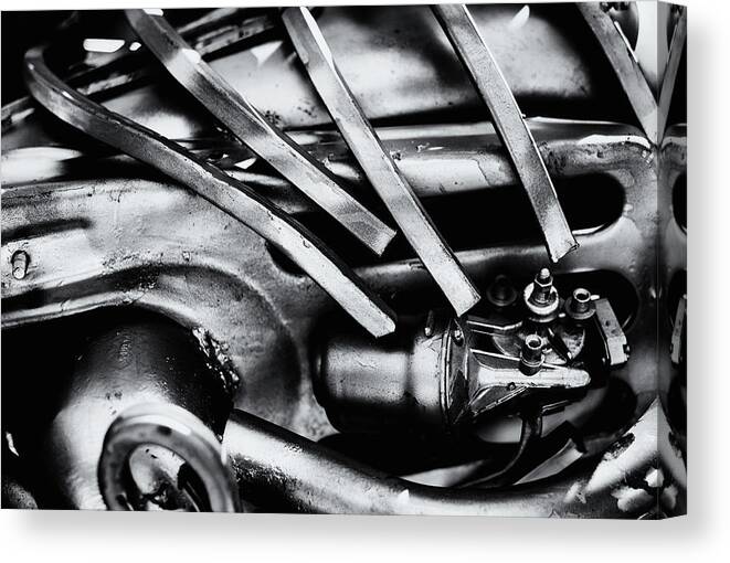 Machine Art Abstract Canvas Print featuring the photograph Machine Part BNW Abstract III Poster Print by John Williams