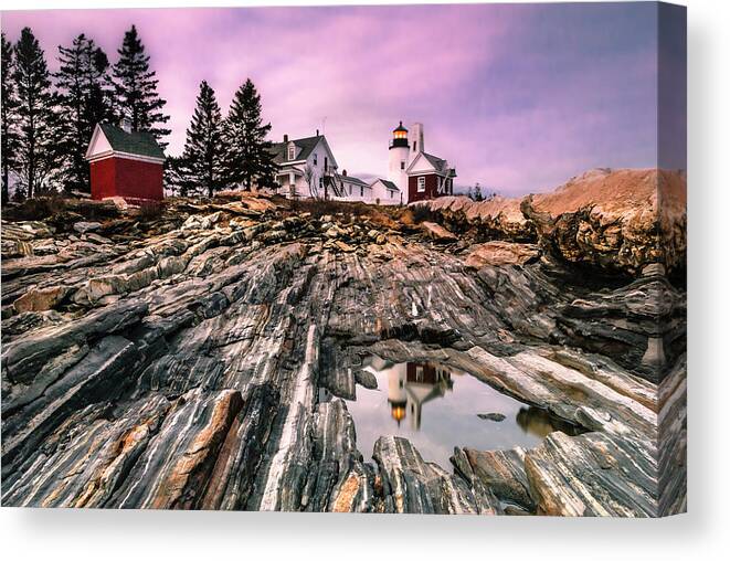 Maine Canvas Print featuring the photograph Maine Pemaquid Lighthouse Reflection in Summer by Ranjay Mitra