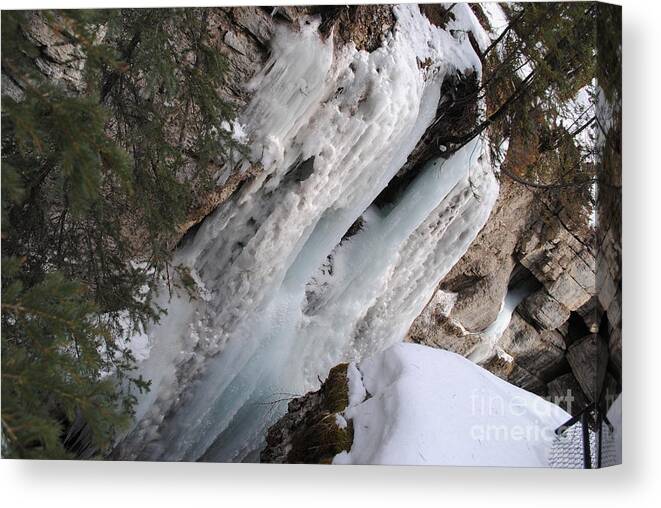Maligne Canvas Print featuring the pyrography Maligne Canyon Winter 3 by Joshua Hogg