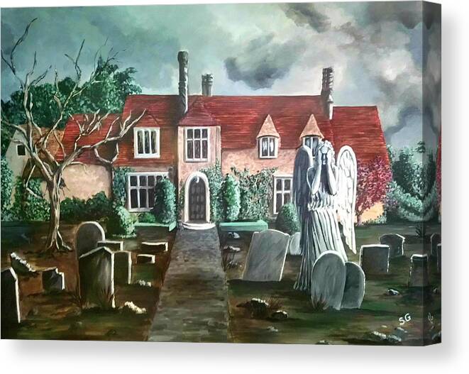 Mansion Canvas Print featuring the painting Mansion by Sophia Gaki Artworks