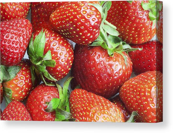 Marco Canvas Print featuring the photograph Marco view of Strawberries by Paul Ge