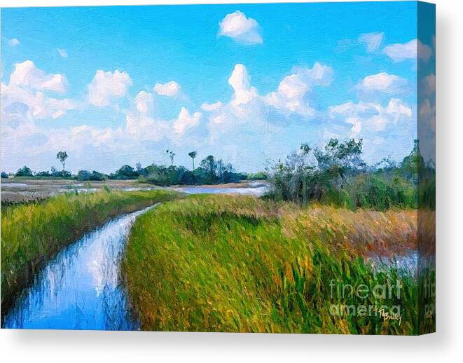 Marsh Canvas Print featuring the painting Marsh Trail by Tammy Lee Bradley