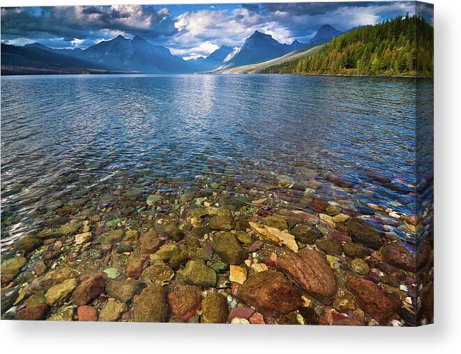 Lake Canvas Print featuring the photograph McDonald Lake Colors by Greg Nyquist