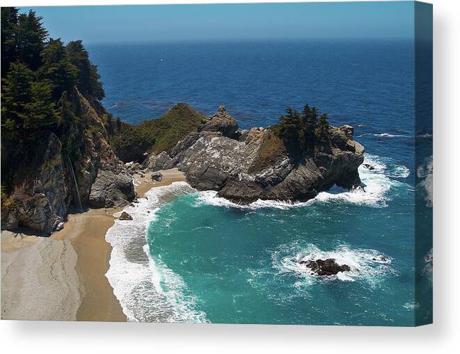 Landscape Canvas Print featuring the photograph McWay Falls in Big Sur by Charlene Mitchell