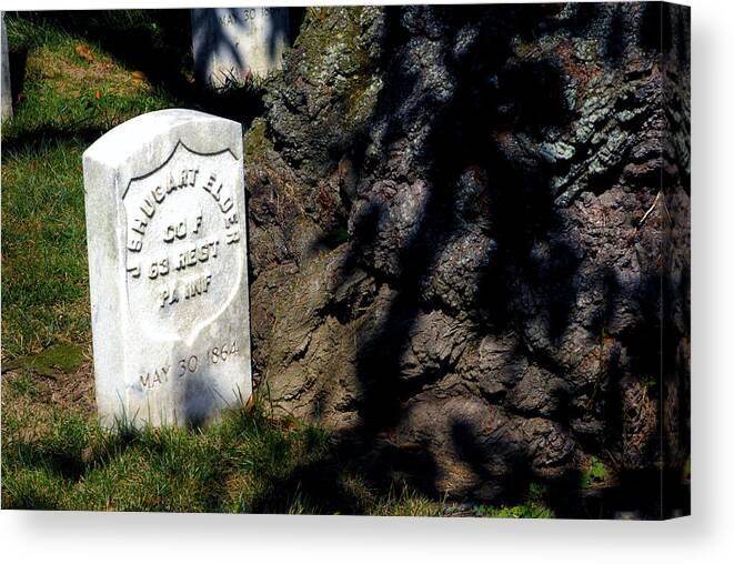 Arlington National Cemetery Canvas Print featuring the photograph Co F - Pa Inf by Paul W Faust - Impressions of Light