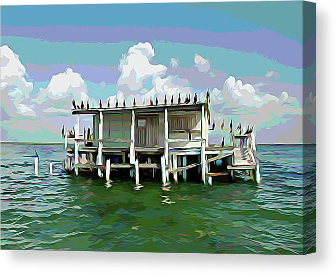 Stilt House Canvas Print featuring the photograph Melting Colors No Vacancy at the Stilt House by Aimee L Maher ALM GALLERY