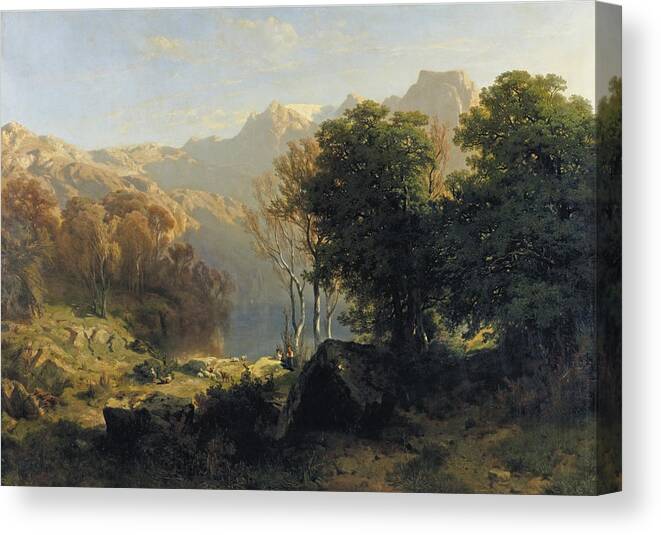 Alexandre Calame (vevey Canvas Print featuring the painting Menton by Alexandre Calame