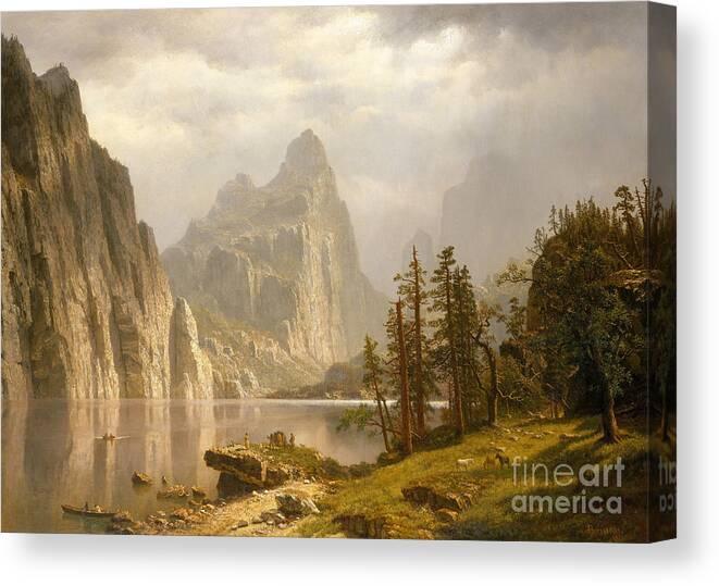 Merced River Canvas Print featuring the painting Merced River, Yosemite Valley, 1866 by Albert Bierstadt