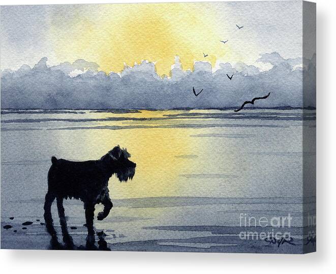 Mini Canvas Print featuring the painting Miniature Schnauzer at Sunset by David Rogers