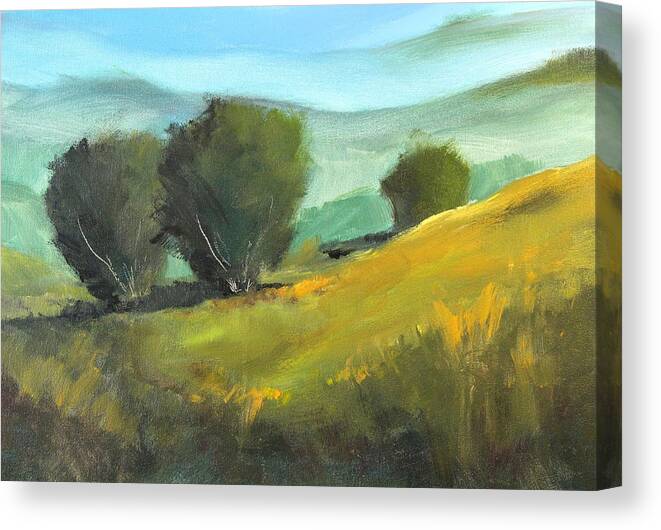 Landscape Painting Canvas Print featuring the painting Misty Horizon by Nancy Merkle