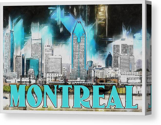 City Canvas Print featuring the painting Montreal Lights by Kai Saarto