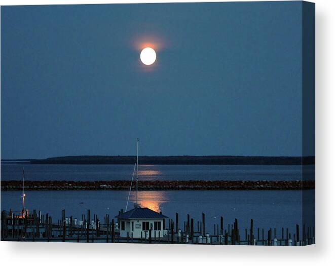 Super Moon Canvas Print featuring the photograph Moon over Mackinac Island by Jackson Pearson