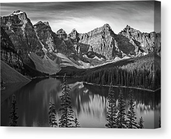 Moraine Lake Canvas Print featuring the photograph Moraine Lake Glow by Angie Schutt