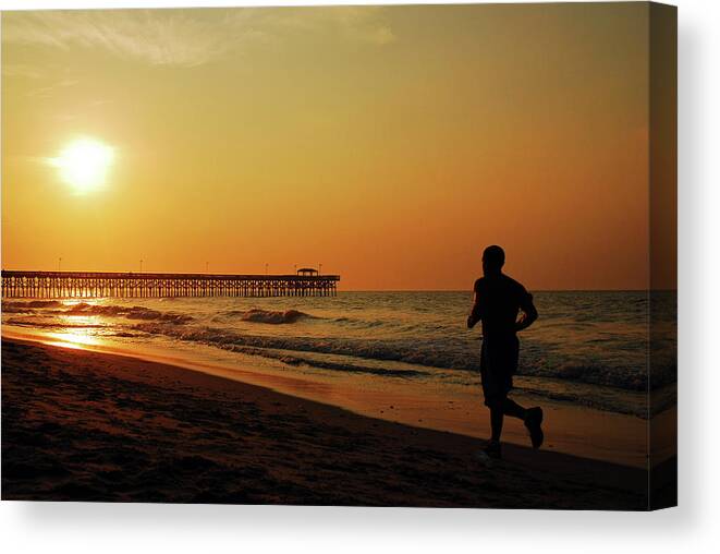 Myrtle Beach Canvas Print featuring the photograph Morning Jog by James Kirkikis