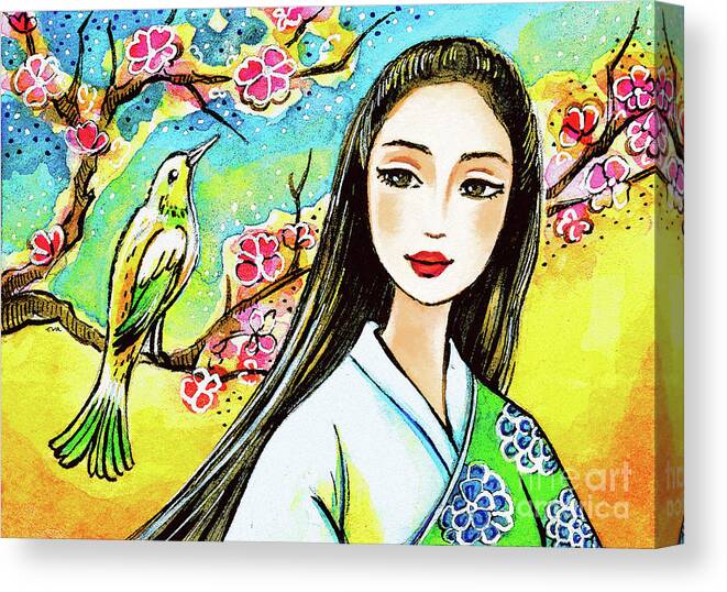 Asian Woman Canvas Print featuring the painting Morning Spring by Eva Campbell