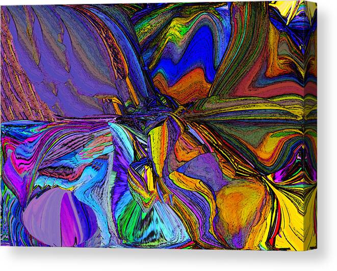 Original Modern Art Abstract Contemporary Vivid Colors Canvas Print featuring the digital art MountainScape by Phillip Mossbarger