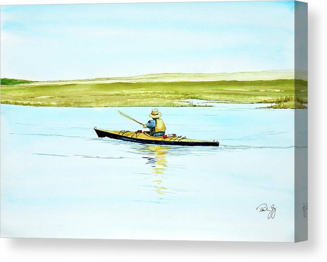 Nauset Beach Canvas Print featuring the painting Nauset Kayaker by Paul Gaj