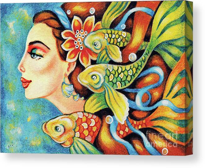 Sea Goddess Canvas Print featuring the painting Nefertiti Sea Journey by Eva Campbell