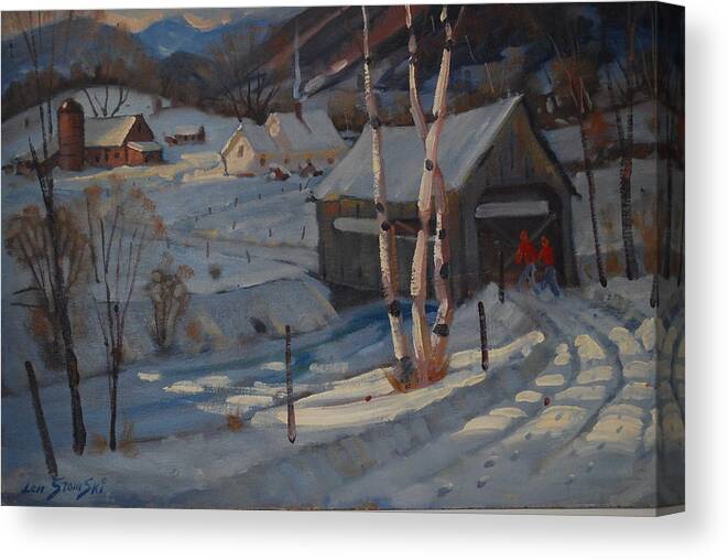 Berkshire Hills Paintings Canvas Print featuring the painting Nestled In The Berkshires by Len Stomski