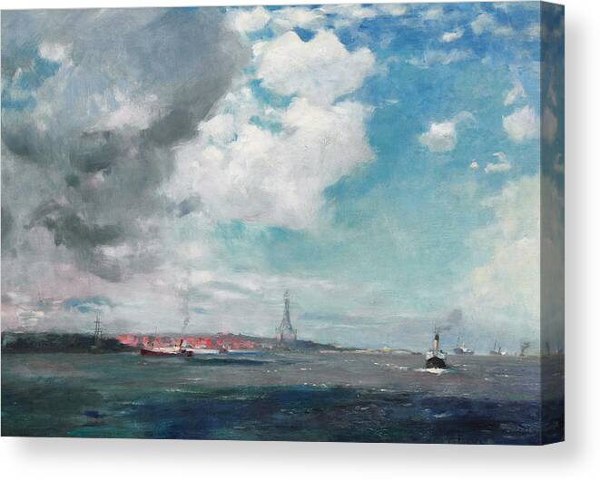 Seascape Canvas Print featuring the painting New Brighton from the Mersey by JH Hay