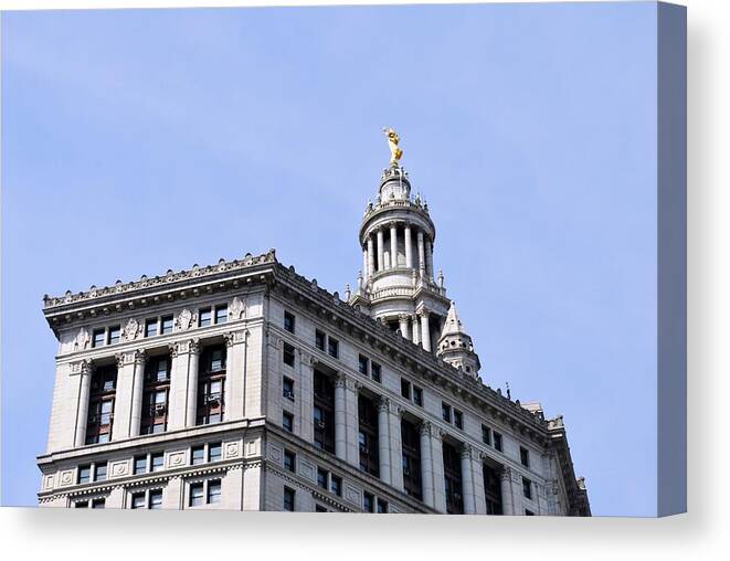 City Canvas Print featuring the photograph New York City Hall - Top View by Matt Quest