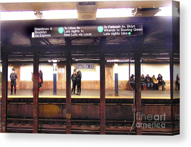  Canvas Print featuring the digital art New York Subway by Darcy Dietrich