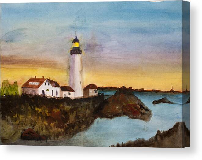Light House Canvas Print featuring the painting North Truro Light House Cape Cod by Donna Walsh