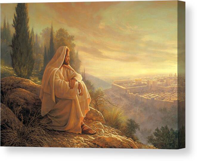 Esus Canvas Print featuring the painting O Jerusalem by Greg Olsen
