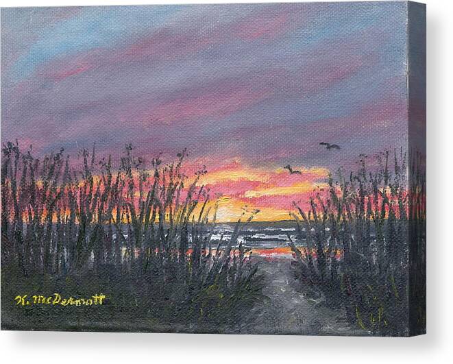 Sunrise Canvas Print featuring the painting Ocean Daybreak by Kathleen McDermott