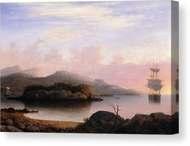 Fitz Henry Lane (american Canvas Print featuring the painting Off Mount Desert Island by MotionAge Designs