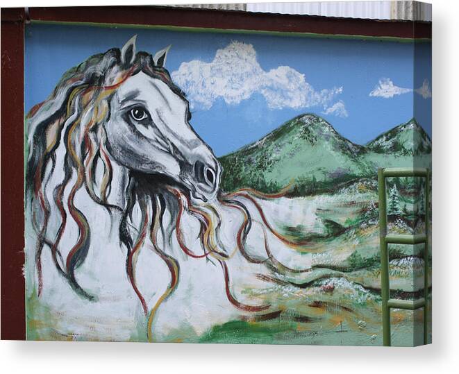 Ogden Canvas Print featuring the photograph Ogden Utah Horse Mural by Ely Arsha