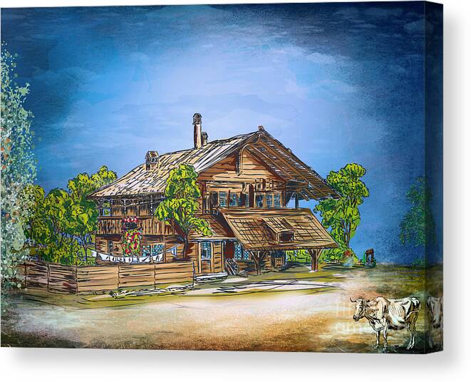 Old Canvas Print featuring the painting Old Cottage by Andrzej Szczerski