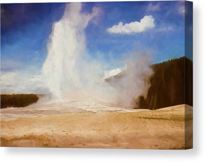  Canvas Print featuring the digital art Old Faithful Vintage 5 by Cathy Anderson